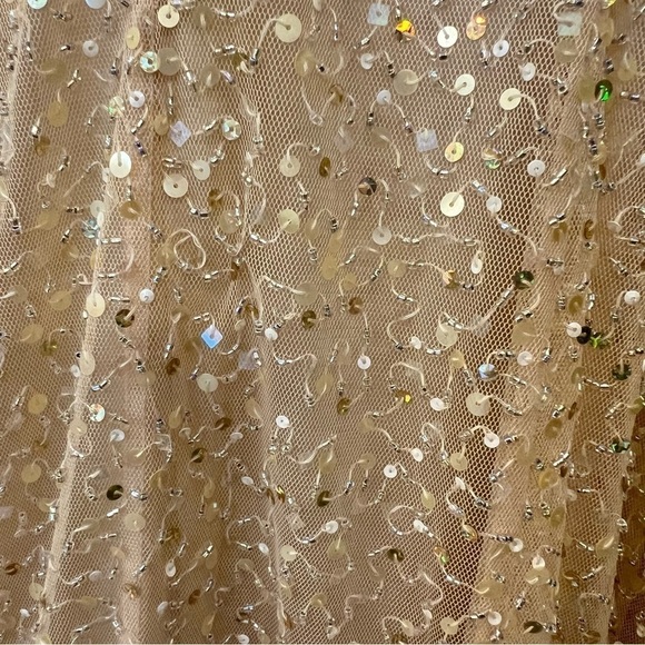 Teri Jon by Rickie Freeman heavily sequinned mermaid style gown, honey beige, 6 - Picture 15 of 16